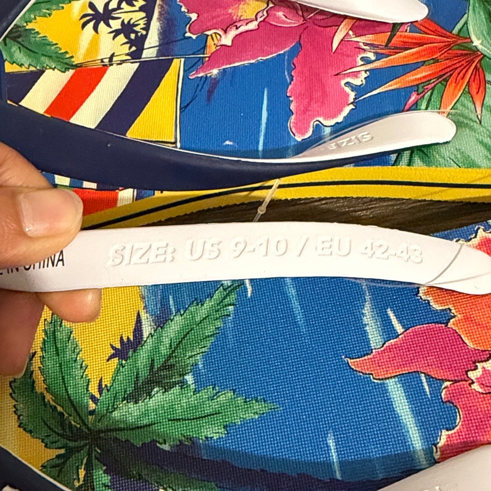 Polo Ralph Lauren Men’s BOLT Tropical Aloha Print Flip Flops Shoes - Picture 5 of 6